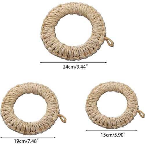15CM/19CM/24CM Straw Woven Pot Holder Hollow Heat Resistance Mats Eco Natural Round Cup Coasters Placemats