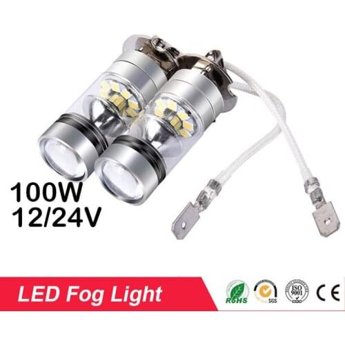2Pcs 100W H3 LED Fog Light Driving Bulb 12/24V Fog Lamp Headlamp 10000LM White 6000K Car Headlight car accessories