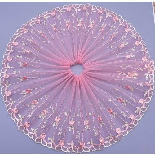 30Yards Embroidery Lace Trimming Dress Home Textile Fabric Pink Blue Applique DIY Decorative Accessories Doll Dress