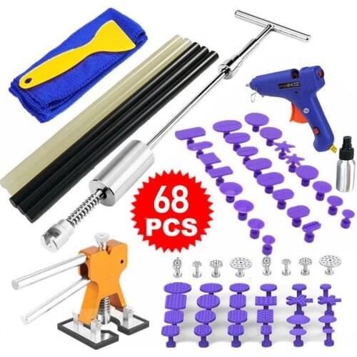 68Pcs Auto Dent Repair Tool Lifter Paintless Removal Kit Puller Slide Hammer Tool Glue Puller Tabs for Auto Body Hail Damage