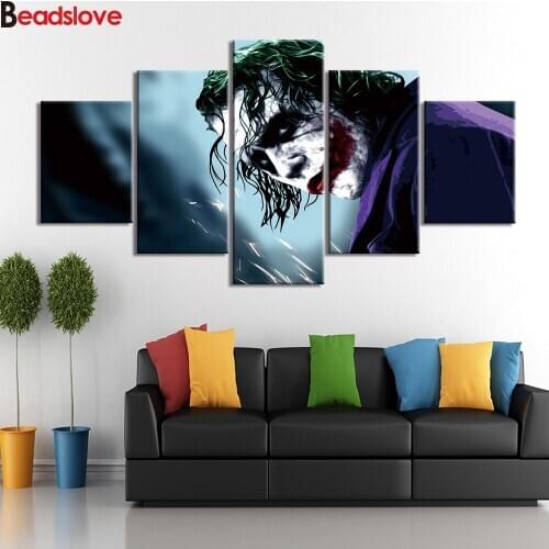 5 Pieces diamond embroidery full square round The Joker diamond painting 5d diy mosaic art home decor