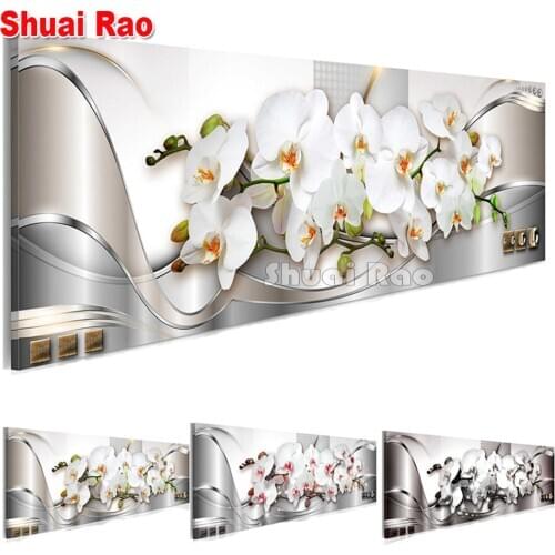 Diamond Embroidery White Orchids Flowers diamond embroidery full square round drill 5d diy diamond painting mosaic puzzle art