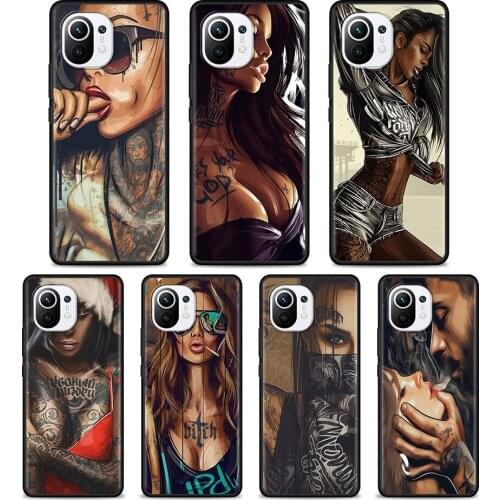Sexy Sleeve Tattooed Girl Soft Case for Xiaomi Mi Note 10 Lite Mi 11 Lite 9T 10 10T 11X Pro 11i 10s 11 Ultra 9 SE Phone Cover