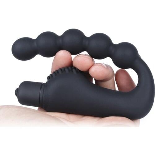 Black Silicone Prostate Vibrating Massager Pulled Anal Plug Massage Stimulates Anal Prostata Massage Masturbator Sex Toy for Men