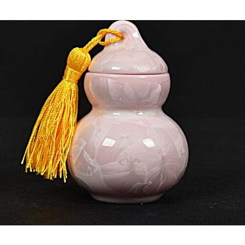 Colorful Crystalline Glaze Cucurbit Powder Tea Caddy Airtight Mini Tea, Matcha, Pills or Cosmetic Canister Made of Bone China