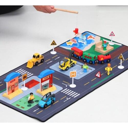 Children Play Mats House Traffic Road Signs Car Model Parking City Scene Map Rug Mat Childrens Mat Fit Wooden Track Car Toys