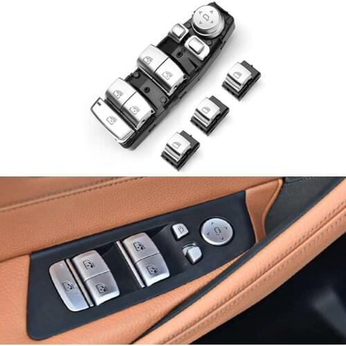 4Pcs Chrome Window Lifter Master Switch Control Button Panel Trim for BMW F01 F06 F07 F10 F11 F25 X3 5/7 Series Car Accessories