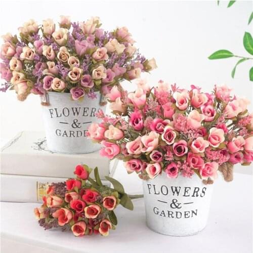 20 Heads Artificial Rose Fake Silk Flower Faux Bouquet For Home Wedding Decoration Indoor Nordic Style High Quality Wholesale