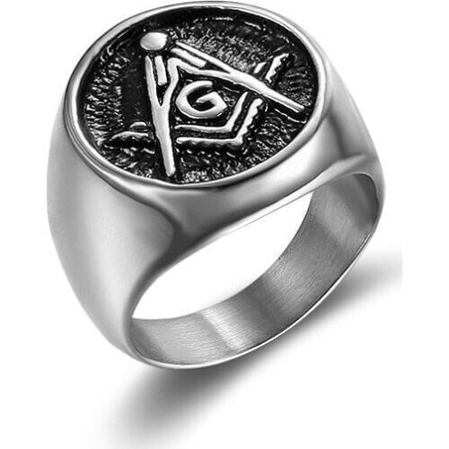 Classic Masonic Ring Stainless Steel Freemasonry Compass Masonic Motor Biker Ring Mens Women Ring Wholesale 2019 NEW