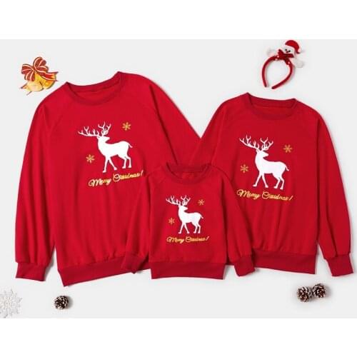 Red Christmas Family Look Father Mother Daughter Son Sweaters Clothes Baby Girl Sweatshirt Christmas Family Clothing Pajamas