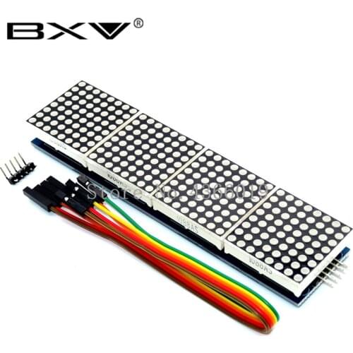 MAX7219 Dot Matrix Module Microcontroller 4 In One Display with 5P Line 4 in 1 Red