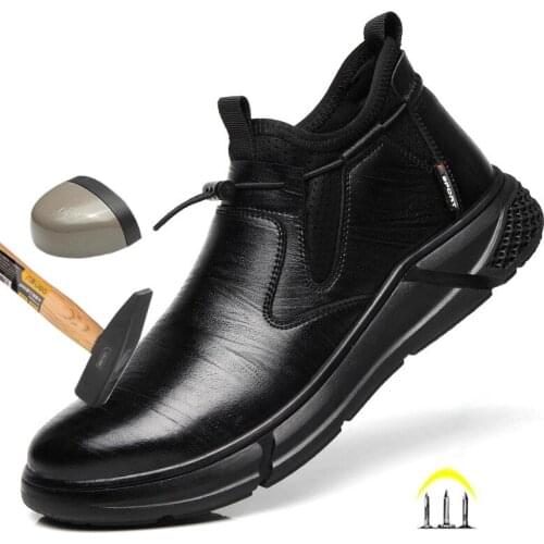 FJ42 MEN ANKLE BOOTS Safety Shoes Casual Microfiber Leather Steel Toe Indestructible Anti-Smash Kevlar Stab Resistance Work Shoe