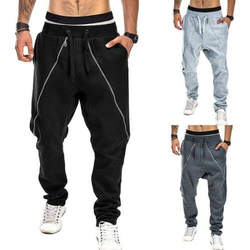 Mens Casual Pants Drop Crotch Sweatpants Jogging Baggy Trousers Slacks