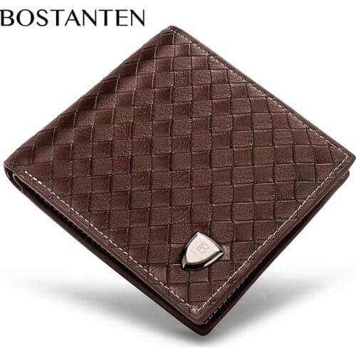 BOSTANTEN Mens PU Leather Bifold Wallet Zipper Coin Purse Wallet For Men