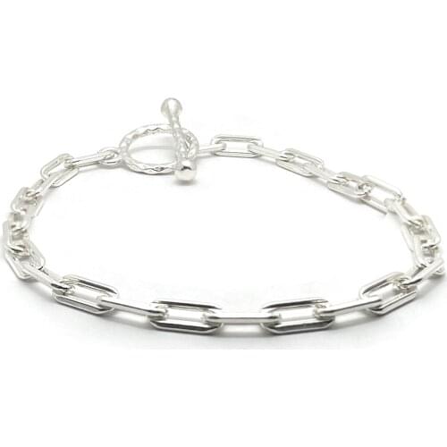 Mens Silver Italian Chain Bracelet 925 silver Chain Bracelets for Men Stainless Steel Punk Antique Cubic Foxtail Chain Male Pul