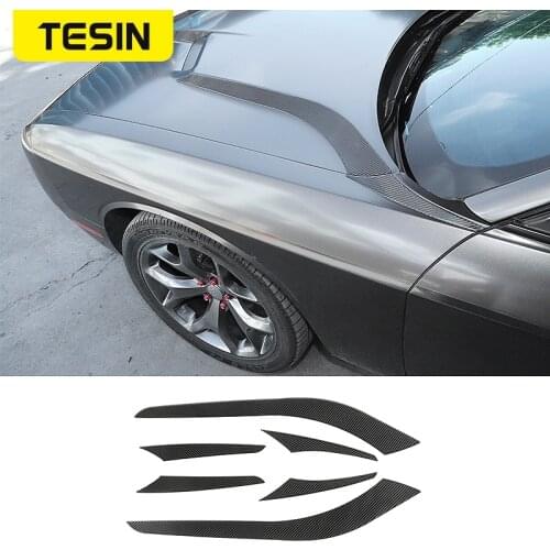 TESIN Soft Carbon Fiber Stickers for Dodge Challenger Auto Engine Hood Decoration Cover Accessories for Dodge Challenger 2015