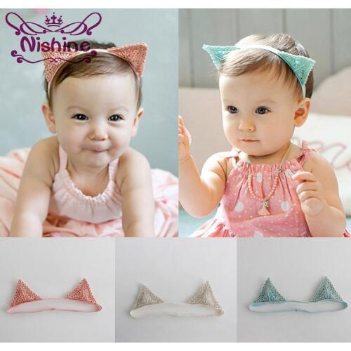 Nishine Kids Headband Cat Ears Headband Delicate Lace Children Hair Ornaments Princess Cat Ears Hairpin Clips Barrettes Headwear
