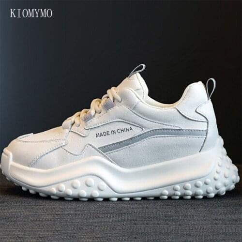 2021 Autumn New Inner Increase Womens Shoes Korean Leather Sports Leisure Thick-Soled Breathable Shoes Women