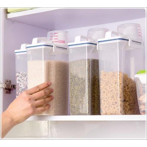 New Food Storage Box Clear Container Set with Pour Lids Kitchen Food Sealed Snacks Dried Fruit Grains Tank Storage Cereal Box