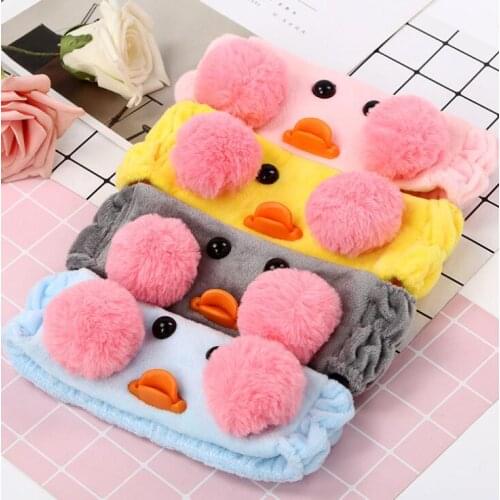 Hair band duck Hairband Sweet Wool Cartoon Headband For Children Girls Soft Washing Face Makeup Elastic Hair Band Hot Sale