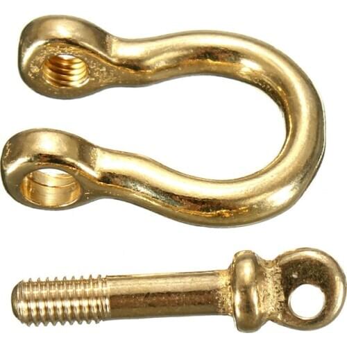 Solid Pure Brass Carabiner Shackle Key Ring Chain Hook Buckle Strap Copper Horseshoe Buckle DIY Key Buckle