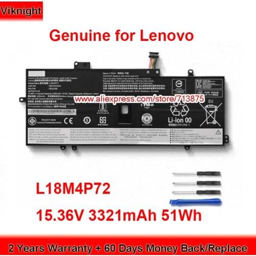 Genuine L18M4P72 Battery SB10K97643 for Lenovo ThinkPad X1 Carbon 2019-20QE000VGE L18C4P71 L18L4P72 15.36V 3321mAh 51Wh