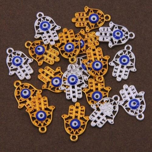 6pcs Fatima Hand Pendant Evil Eye Charm Bracelet Enamel Accessories Charm DIY Jewelry Accessories Earrings Necklace Pendant Find