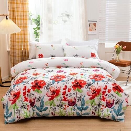 Floral Pattern Quilted Duvet Pillowcases Decor Bedspread Blanket King Queen Full Twin size Polyester Comforter for Adults Bed