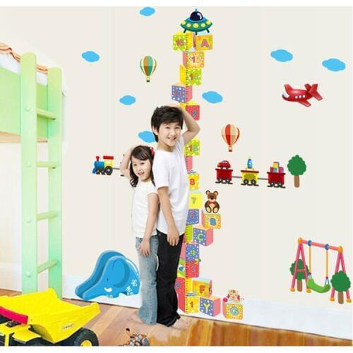Building Block Kids Height Ruler Wall Art Mural Poster Kids Room Nursery Height Measure Wall Decal Sticker Kindergarten Wall Art