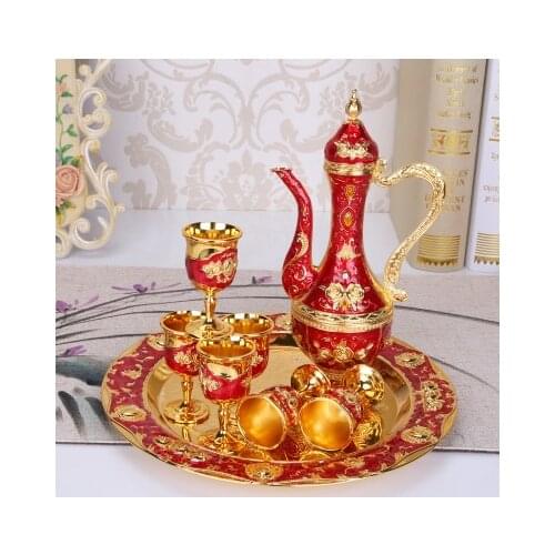 Liquor Set with Liquor Cup retro creative wedding gifts Metal Russian Wine Bottle Set Household Home Decoration
