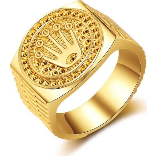 Mens Ring Vintage Fashion Gold/Silver Color Crown Rings For Men Hip Hop Rock Jewelry Male Punk Ring Engagement Promise Jewelry