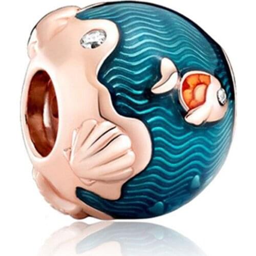 1Pcs New Cute Fish Pendant DIY Beads Suitable for Original Pandora Charm Bracelet Ladies Jewelry Making Gifts