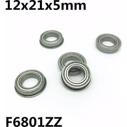 10Pcs F6801ZZ 12x21x5 mm Flange Bearings Deep Groove Ball Bearing High Quality F6801