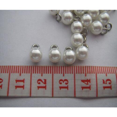 Free shipping 6mm paint pearl bead metal shank decorative beads button ABS plastic material Sweater fashion button 100pcs