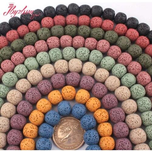 12mm Round Sponge Beads Round Lava Rock Volcanic Stone Loose Beads for DIY Accessories Women Men Fashion Jewelry Making 15"