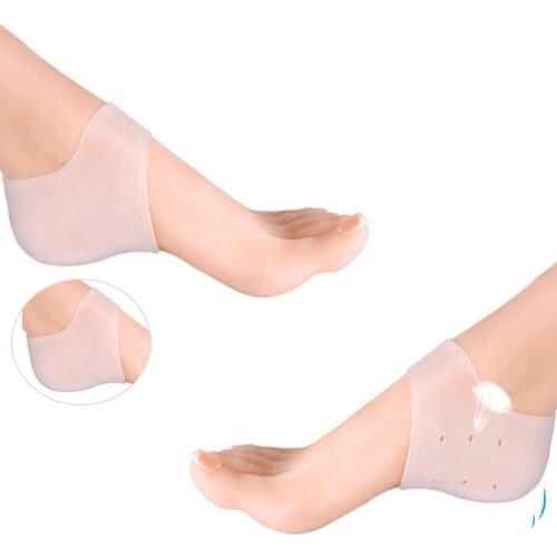 2PCS Feet Care Socks New Silicone Moisturizing Gel Heel Socks with Hole Cracked Foot Skin Care Protectors