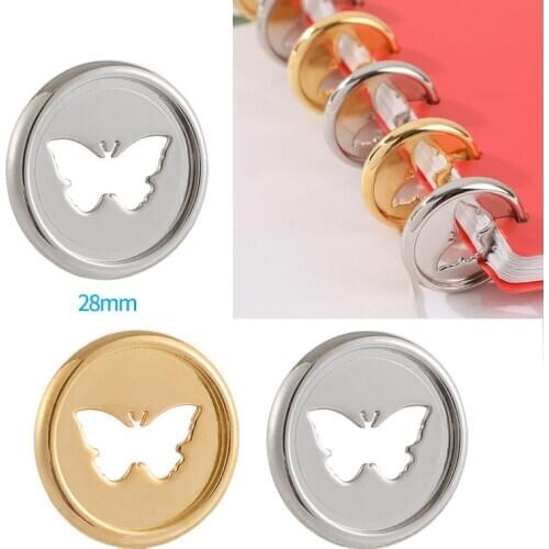 24PCS Butterfly Pattern Button Disc Loose-leaf Mushroom Hole Binding Notebook 28MM Plastic Buckle Binding Discs Notebook Disc