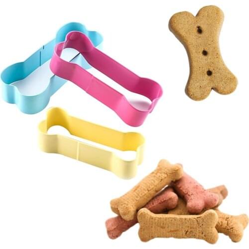 5Pcs/Set Cookie Cutter Mold 3D Dog Bone Shape Cookie Stamp Stainless Steel Cake Decorating Tools DIY Pastry Baking Biscuit Molds