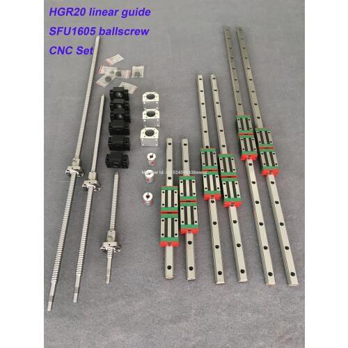 6 set HGR20 Square Linear guide rail 6 set HGR20 - 400/1000/1500mm ballscrew + SFU2005 - 400/1000/1500mm + BK/BF15 CNC part