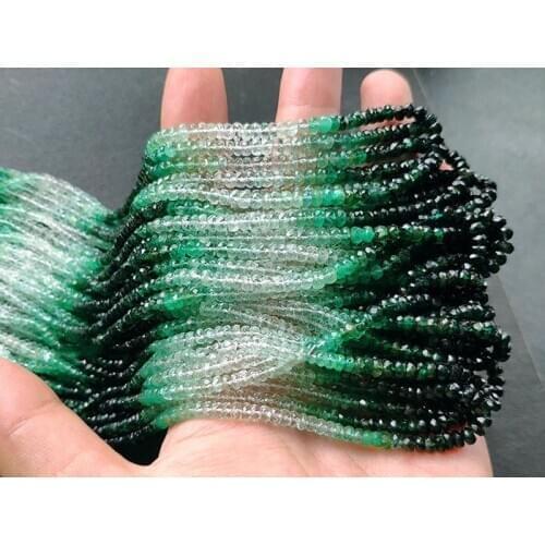 AAAA LOOSE BEADS GREEN Emerald Roundelle faceted 3-4mm Wholesale for DIY jewelry necklace 40cm