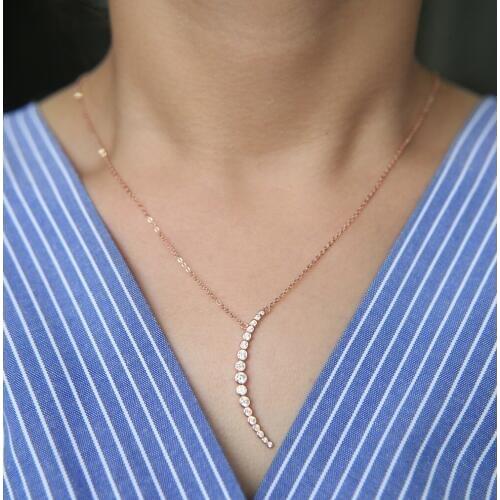 Top quality 925 silver moon necklace sideway cz moon delicate chain Crescent moon sterling silver jewelry drop shipping