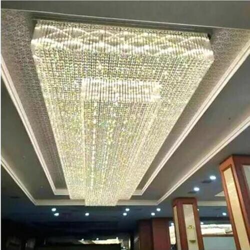 Large hotel project crystal lamp rectangular lobby KTV villa clubhouse hall ceiling lamp engineering lamp LED lighting fixture