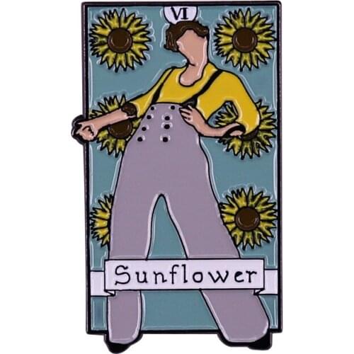 HStyles Sunflower Cover Enamel Pin Fine Line Album Inspired Art Print Brooch Music Fans Trendy Accessory