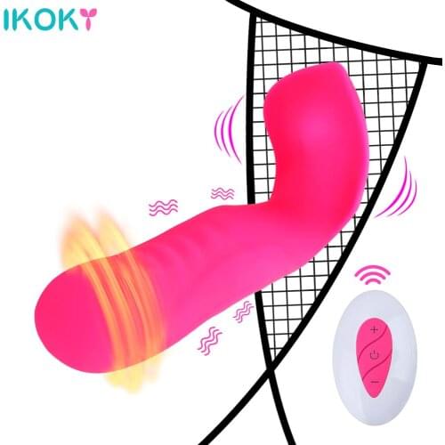 IKOKY Heating Panties Lay On Dildo Vibrator 10 Speed Wearable Vibrator Sex Toys for Women Clit Stimulator G-spot Massager