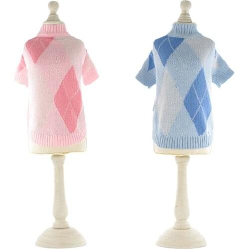 2021 Classic Plaid Dog Sweater Cardigan Pet Jumper Buttons Design Puppy Cat Clothes Autumn Knit Sweater for Dogs