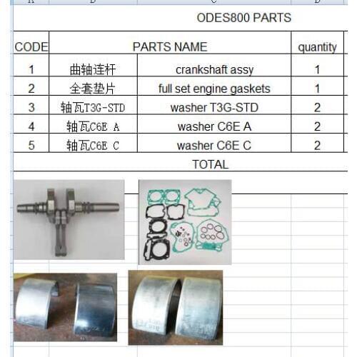Crankshanft/full set engine gaskets/washers suit for 800 can am Outlander brp or ODES 800 QUAD/Odes 800 ATV UTV
