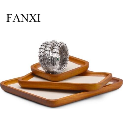 Oirlv Jewelry Display Tray Solid Wood Ring Necklace Organizer Tray Bracelet Display Stand Jewlery Show Case Multifunction