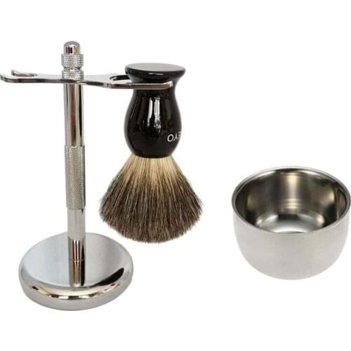 TEYO Pure Badger Shaving Brush Stand Bowl Set Perfect for Man Wet Shaver Tools