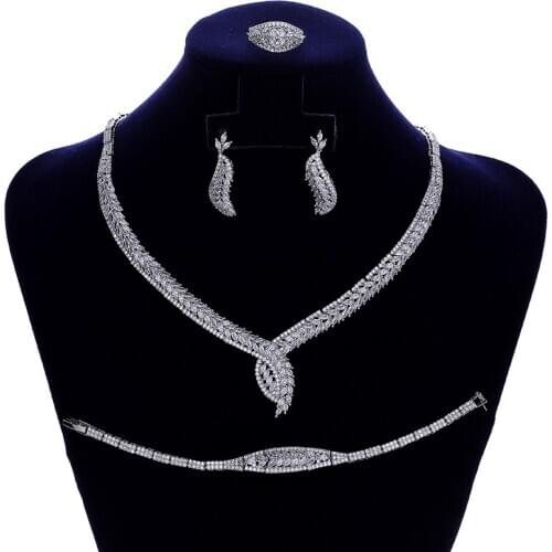Jewelry Set HADIYANA Trendy Graceful Women Wedding Bridal Zirconia Necklace Earrings Ring And Bracelet CNY0103 Conjunto De Joyas