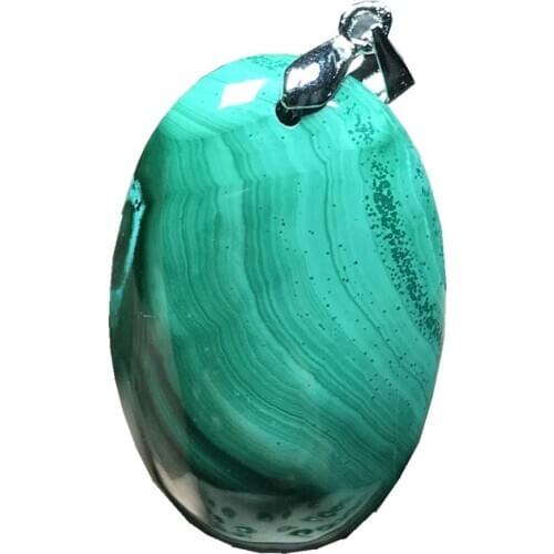 Top Natural Green Malachite Chrysocolla Pendant Jewelry For Woman Lady Man Silver Crystal 33x21x8mm Oval Beads Gemstone AAAAA